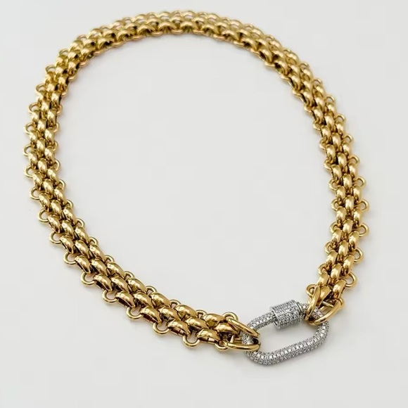 Double Link 18K Gold Stainless Steel Elegant Gold Chain Necklace - Picture 9 of 10